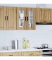 vidaXL Kitchen Wall Cabinet with Glass Door Porto Artisan Oak — Size: 60 x 31 x 60 cm, Model: 1x wall glass cabinet (2 doors)