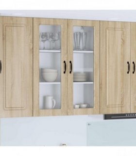 vidaXL Wall Glass Cabinet PORTO Sonoma Oak 80 x 31 x 100 cm — Model: 1x wall glass cabinet (2 doors)
