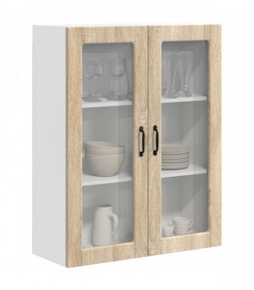 vidaXL Wall Glass Cabinet PORTO Sonoma Oak 80 x 31 x 100 cm — Model: 1x wall glass cabinet (2 doors)