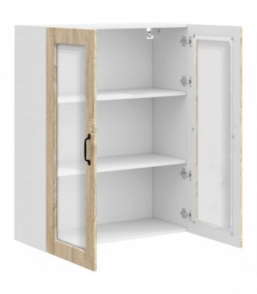 vidaXL Wall Glass Cabinet PORTO Sonoma Oak 80 x 31 x 100 cm — Model: 1x wall glass cabinet (2 doors)