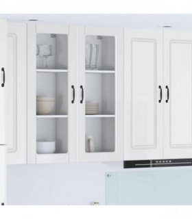 vidaXL Wall Glass Cabinet PORTO High Gloss White 40 x 31 x 100 cm — Model: 1x wall glass cabinet (1 door)