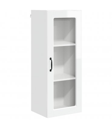 vidaXL Wall Glass Cabinet PORTO High Gloss White 40 x 31 x 100 cm — Model: 1x wall glass cabinet (1 door)