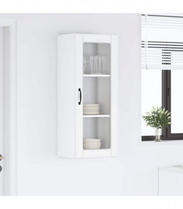 vidaXL Wall Glass Cabinet PORTO High Gloss White 40 x 31 x 100 cm — Model: 1x wall glass cabinet (1 door)
