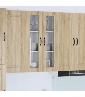 vidaXL Wall Glass Cabinet PORTO Sonoma Oak 60 x 31 x 100 cm — Model: 1x wall glass cabinet (2 doors)