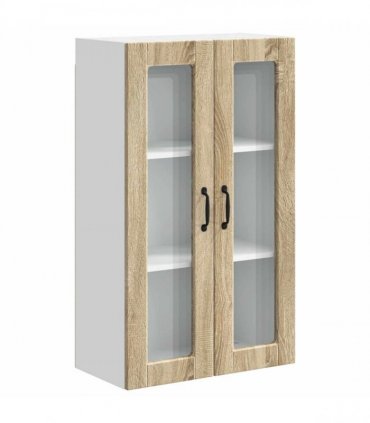 vidaXL Wall Glass Cabinet PORTO Sonoma Oak 60 x 31 x 100 cm — Model: 1x wall glass cabinet (2 doors)