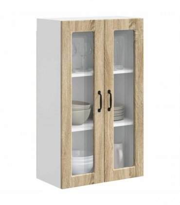 vidaXL Wall Glass Cabinet PORTO Sonoma Oak 60 x 31 x 100 cm — Model: 1x wall glass cabinet (2 doors)