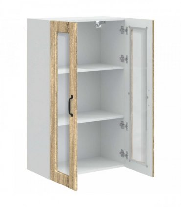 vidaXL Wall Glass Cabinet PORTO Sonoma Oak 60 x 31 x 100 cm — Model: 1x wall glass cabinet (2 doors)