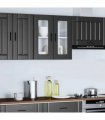 vidaXL Kitchen Wall Cabinet with Glass Door Porto Black — Size: 60 x 31 x 60 cm, Model: 1x wall glass cabinet (2 doors)