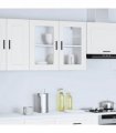 vidaXL Kitchen Wall Cabinet with Glass Door Porto White — Size: 80 x 31 x 60 cm, Model: 1x wall glass cabinet (2 doors)