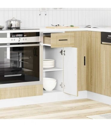 vidaXL Kitchen Base Cabinet Porto Sonoma Oak Engineered Wo — Size: 30 x 46 x 81.5 cm, Model: 1x bottom cabinet (1 door 1 drawer)