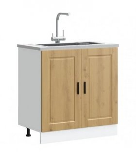 vidaXL Sink Base Cabinet "Porto" Artisan Oak 80x46x81.5 cm Enginee — Size: 80 x 46 x 81.5 cm, Model: 1x bottom cabinet (2 doors)