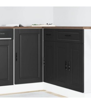 vidaXL Kitchen Base Cabinet "Porto" Black Engineered Wood — Size: 86 x 46 x 81.5 cm, Model: 1x corner bottom cabinet (1 door)