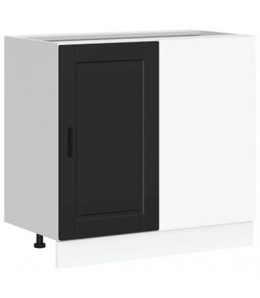 vidaXL Kitchen Base Cabinet "Porto" Black Engineered Wood — Size: 86 x 46 x 81.5 cm, Model: 1x corner bottom cabinet (1 door)