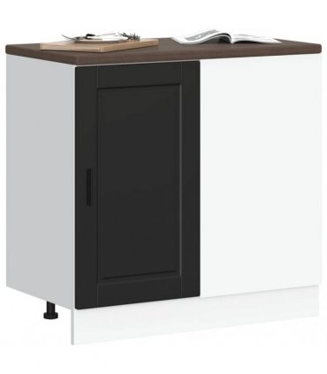 vidaXL Kitchen Base Cabinet "Porto" Black Engineered Wood — Size: 86 x 46 x 81.5 cm, Model: 1x corner bottom cabinet (1 door)