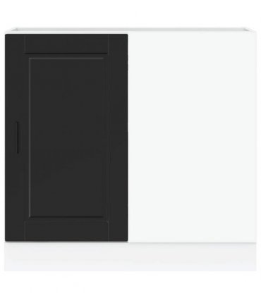 vidaXL Kitchen Base Cabinet "Porto" Black Engineered Wood — Size: 86 x 46 x 81.5 cm, Model: 1x corner bottom cabinet (1 door)