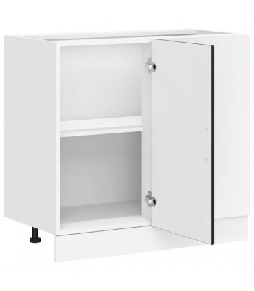 vidaXL Kitchen Base Cabinet "Porto" Black Engineered Wood — Size: 86 x 46 x 81.5 cm, Model: 1x corner bottom cabinet (1 door)