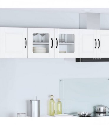 vidaXL Wall Glass Cabinet PORTO White 80 x 31 x 40 cm Engineered Wood — Model: 1x wall glass cabinet (2 doors)