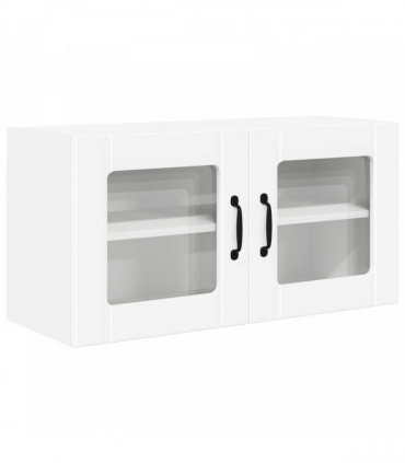 vidaXL Wall Glass Cabinet PORTO White 80 x 31 x 40 cm Engineered Wood — Model: 1x wall glass cabinet (2 doors)