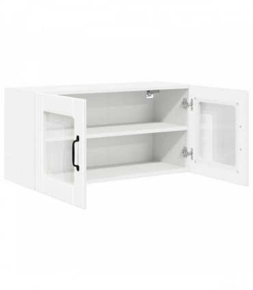 vidaXL Wall Glass Cabinet PORTO White 80 x 31 x 40 cm Engineered Wood — Model: 1x wall glass cabinet (2 doors)
