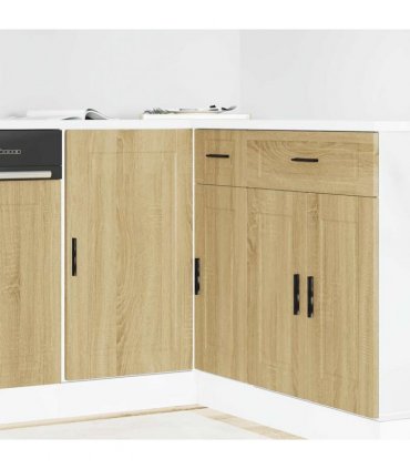 vidaXL Kitchen Base Cabinet Porto Sonoma Oak Engineered Wood — Size: 86 x 46 x 81.5 cm, Model: 1x corner bottom cabinet (1 door)