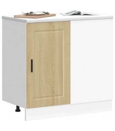vidaXL Kitchen Base Cabinet Porto Sonoma Oak Engineered Wood — Size: 86 x 46 x 81.5 cm, Model: 1x corner bottom cabinet (1 door)