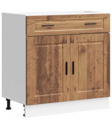 vidaXL Kitchen Base Cabinet Porto Old Wood Engineered Wo — Size: 80 x 46 x 81.5 cm, Model: 1x bottom cabinet (2 doors 2 drawers)