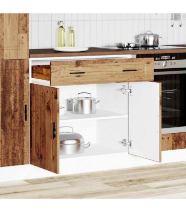 vidaXL Kitchen Base Cabinet Porto Old Wood Engineered Wo — Size: 80 x 46 x 81.5 cm, Model: 1x bottom cabinet (2 doors 2 drawers)