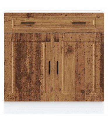 vidaXL Kitchen Base Cabinet Porto Old Wood Engineered Wo — Size: 80 x 46 x 81.5 cm, Model: 1x bottom cabinet (2 doors 2 drawers)