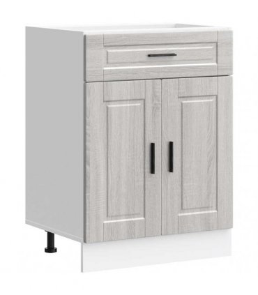 vidaXL Kitchen Base Cabinet Porto Grey Sonoma Engineered — Size: 60 x 46 x 81.5 cm, Model: 1x bottom cabinet (2 doors 1 drawer)
