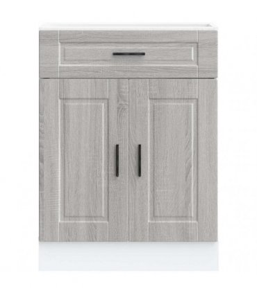 vidaXL Kitchen Base Cabinet Porto Grey Sonoma Engineered — Size: 60 x 46 x 81.5 cm, Model: 1x bottom cabinet (2 doors 1 drawer)