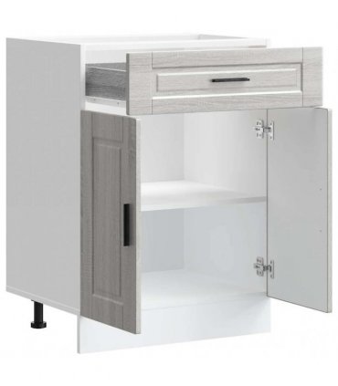 vidaXL Kitchen Base Cabinet Porto Grey Sonoma Engineered — Size: 60 x 46 x 81.5 cm, Model: 1x bottom cabinet (2 doors 1 drawer)