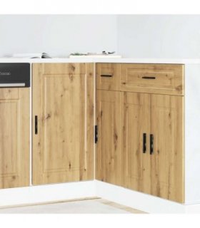 vidaXL Kitchen Base Cabinet Porto Artisan Oak Engineered Woo — Size: 86 x 46 x 81.5 cm, Model: 1x corner bottom cabinet (1 door)