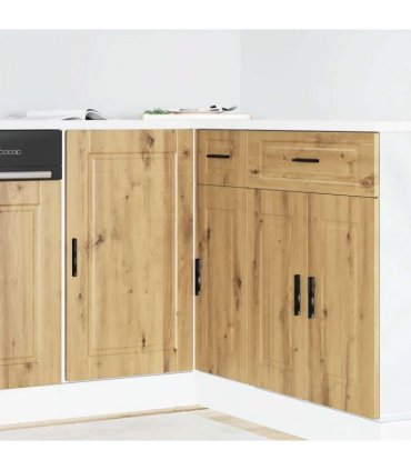 vidaXL Kitchen Base Cabinet Porto Artisan Oak Engineered Woo — Size: 86 x 46 x 81.5 cm, Model: 1x corner bottom cabinet (1 door)