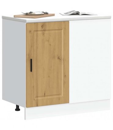 vidaXL Kitchen Base Cabinet Porto Artisan Oak Engineered Woo — Size: 86 x 46 x 81.5 cm, Model: 1x corner bottom cabinet (1 door)