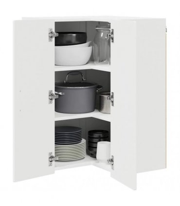 vidaXL Wall Corner Cabinet PORTO White 57 x 57 x 80 cm Engineered Wood — Model: 1x wall corner cabinet