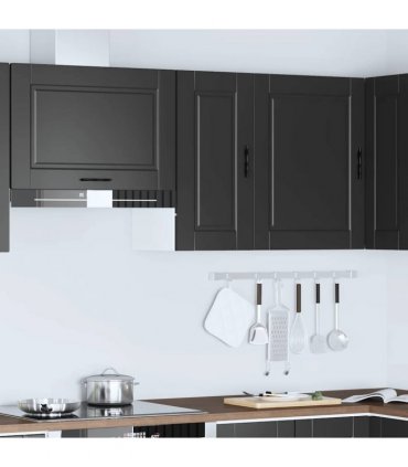 vidaXL Kitchen Wall Cabinet Porto Black Engineered Wood — Size: 30 x 31 x 60 cm, Model: 1x wall cabinet (1 door)