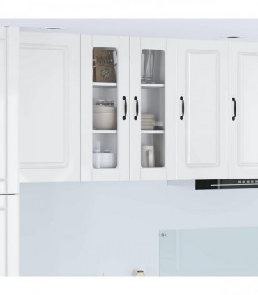 vidaXL Wall Glass Cabinet PORTO High Gloss White 60 x 31 x 80 cm — Model: 1x wall glass cabinet (2 doors)