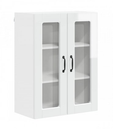 vidaXL Wall Glass Cabinet PORTO High Gloss White 60 x 31 x 80 cm — Model: 1x wall glass cabinet (2 doors)