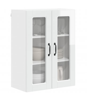 vidaXL Wall Glass Cabinet PORTO High Gloss White 60 x 31 x 80 cm — Model: 1x wall glass cabinet (2 doors)