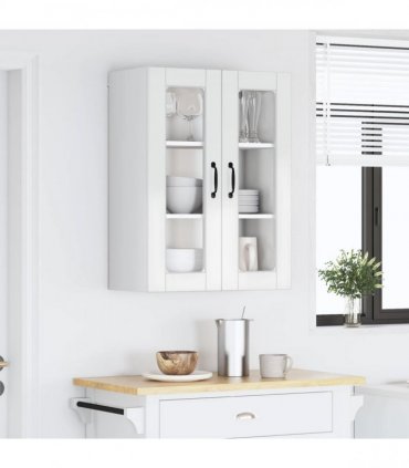 vidaXL Wall Glass Cabinet PORTO High Gloss White 60 x 31 x 80 cm — Model: 1x wall glass cabinet (2 doors)