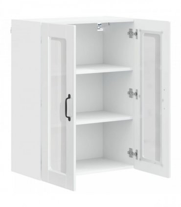 vidaXL Wall Glass Cabinet PORTO High Gloss White 60 x 31 x 80 cm — Model: 1x wall glass cabinet (2 doors)