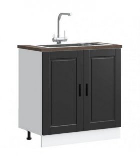vidaXL Sink Base Cabinet "Porto" Black 80x46x81.5 cm Engineered Wo — Size: 80 x 46 x 81.5 cm, Model: 1x bottom cabinet (2 doors)