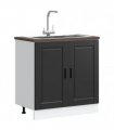 vidaXL Sink Base Cabinet "Porto" Black 80x46x81.5 cm Engineered Wo — Size: 80 x 46 x 81.5 cm, Model: 1x bottom cabinet (2 doors)
