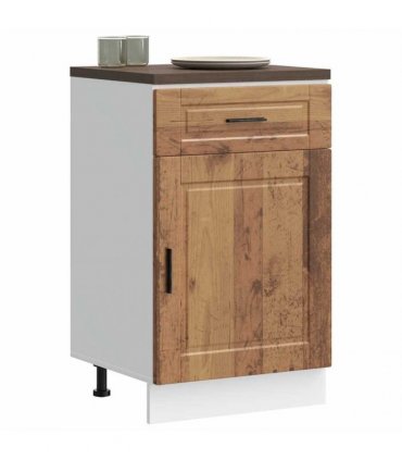 vidaXL Kitchen Base Cabinet Porto Old Wood Engineered Wood — Size: 50 x 46 x 81.5 cm, Model: 1x bottom cabinet (1 door 1 drawer)