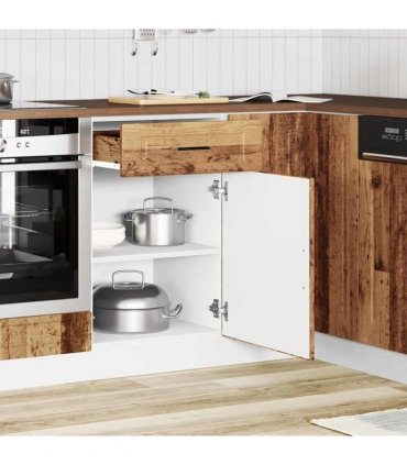 vidaXL Kitchen Base Cabinet Porto Old Wood Engineered Wood — Size: 50 x 46 x 81.5 cm, Model: 1x bottom cabinet (1 door 1 drawer)