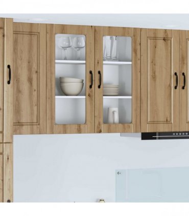 vidaXL Wall Glass Cabinet PORTO Artisan Oak 80 x 31 x 80 cm — Model: 1x wall glass cabinet (2 doors)