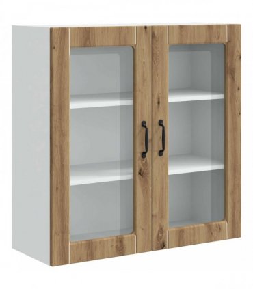vidaXL Wall Glass Cabinet PORTO Artisan Oak 80 x 31 x 80 cm — Model: 1x wall glass cabinet (2 doors)