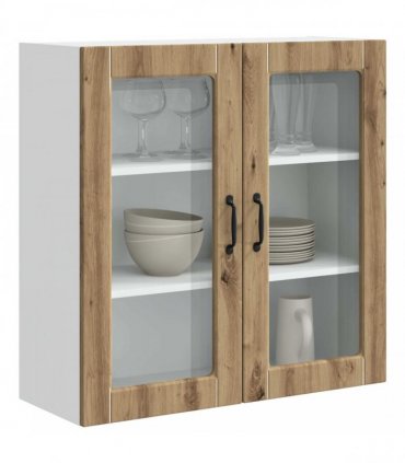 vidaXL Wall Glass Cabinet PORTO Artisan Oak 80 x 31 x 80 cm — Model: 1x wall glass cabinet (2 doors)