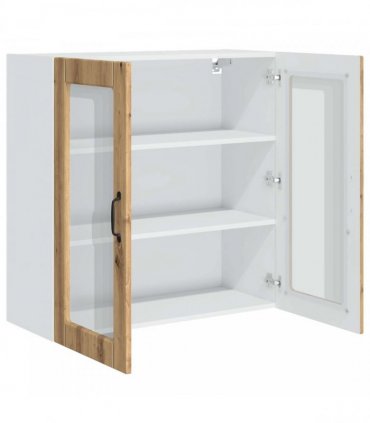 vidaXL Wall Glass Cabinet PORTO Artisan Oak 80 x 31 x 80 cm — Model: 1x wall glass cabinet (2 doors)
