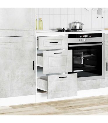 vidaXL Kitchen Base Cabinet Porto Concrete Grey Engineered Wood — Size: 40 x 46 x 81.5 cm, Model: 1x bottom cabinet (3 drawers)